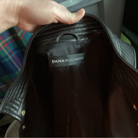 Dana Buchman Leather Gold Square Button Jacket - Picture 13 of 16